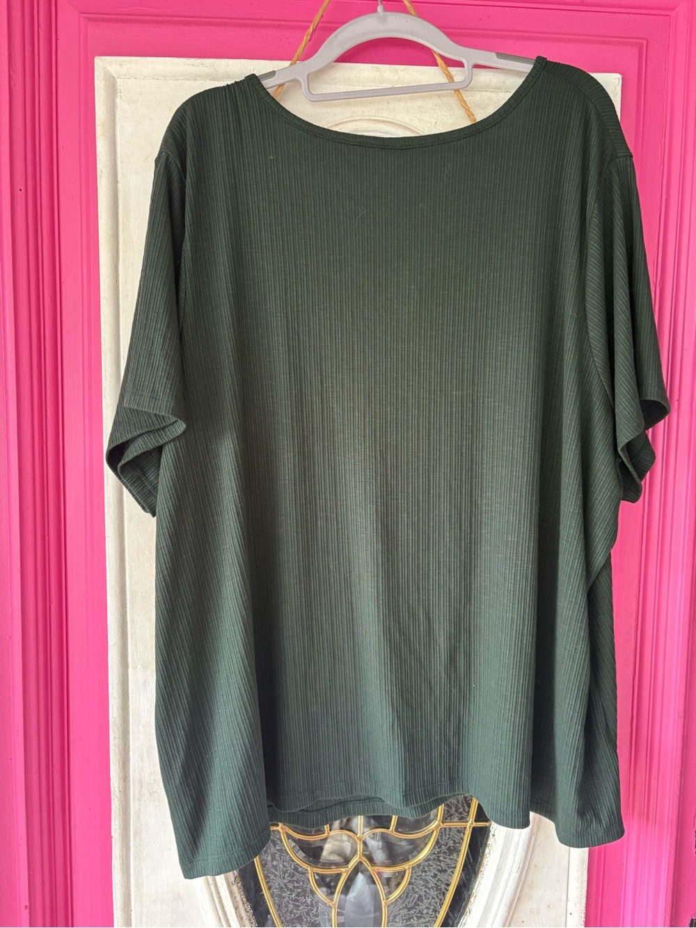 Old Navy Ribbed V-Neck Short Sleeve Top - Olive Green - Picture 4 of 4